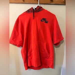 Nike Air Red Short Sleeve Hoodie Boys Large Cotton Pullover Streetwear